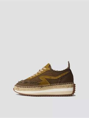 rag & bone Brown and Mustard Frayed platform Espadrille Runner